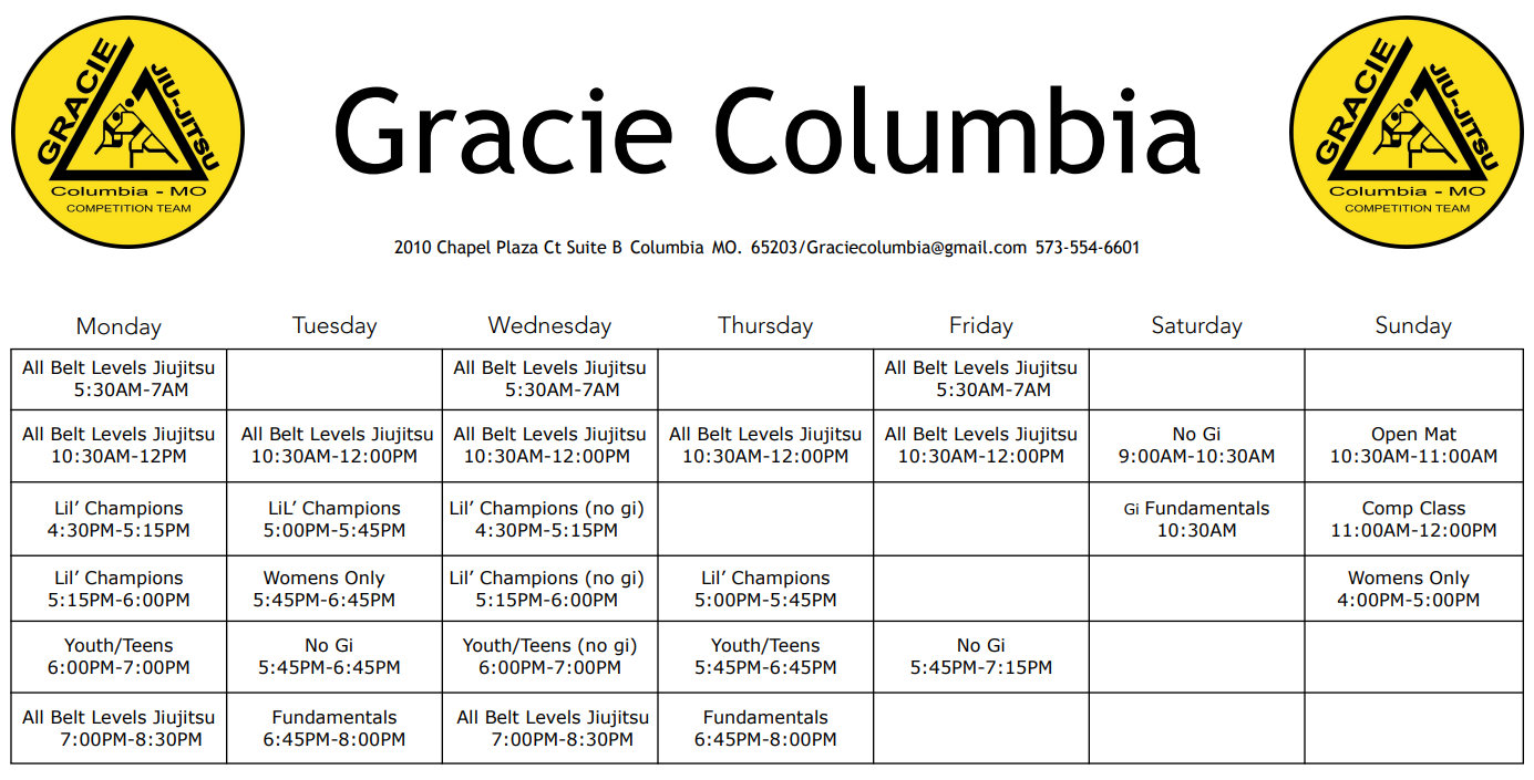 Schedule Gracie Humaita Columbia